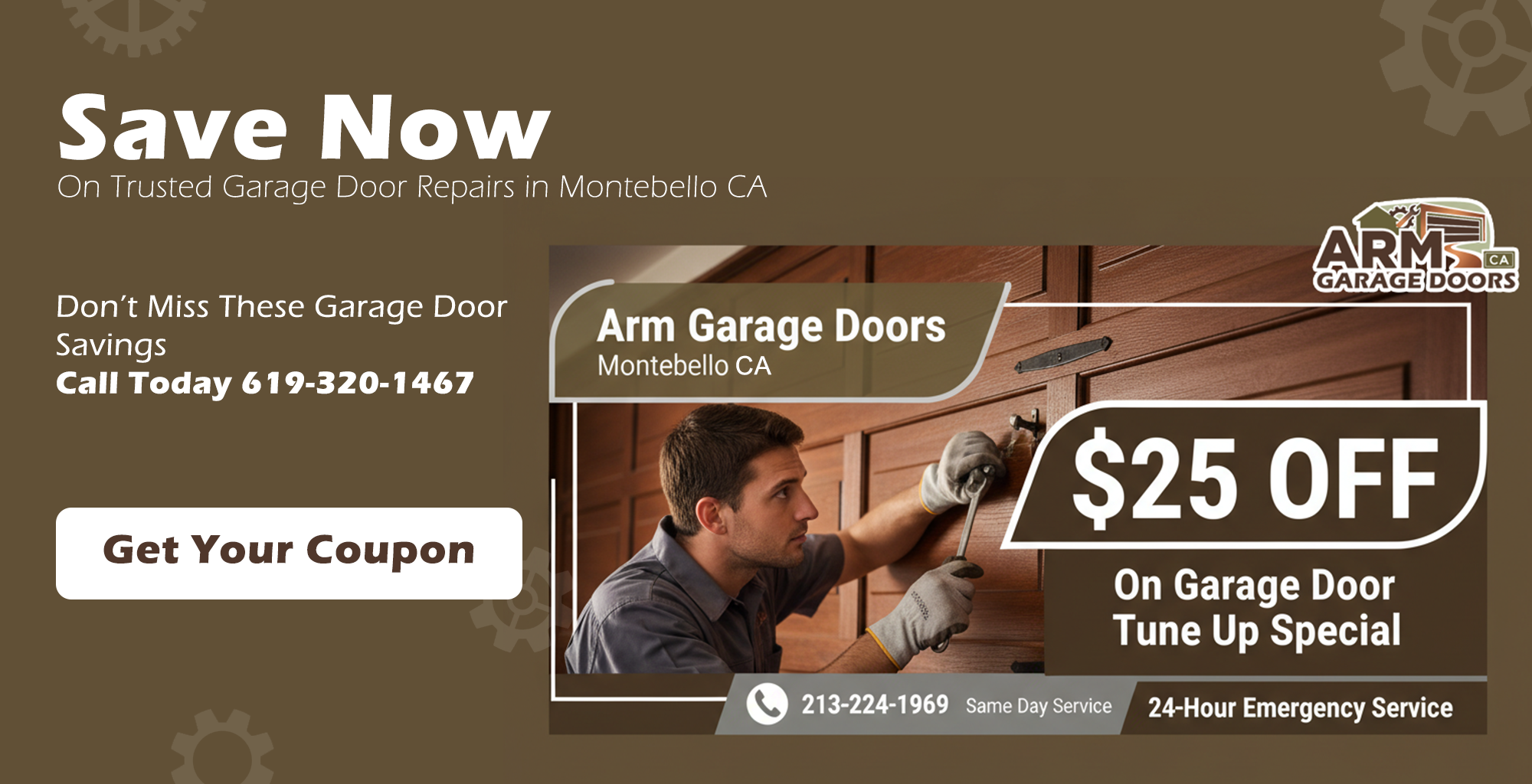 Garage door service discount coupon for repairs and installations in Montebello CA